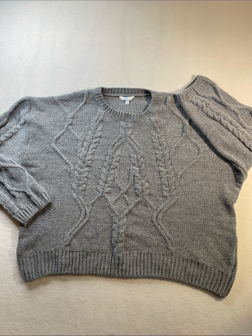 Time and Tru Gray Cable Knit Crewneck Sweater WOMENS SIZE 3X